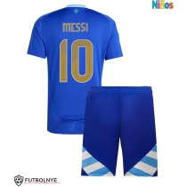 Camiseta Argentina Lionel Messi #10 Visitante Equipación para niños Copa America 2024 manga corta (+ pantalones cortos)